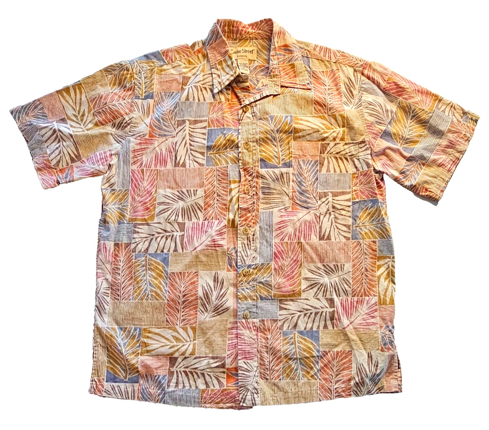 Cooke Street Honolulu Men's M Reverse Print Aloha Hawaiian Shirt 100% Cotton